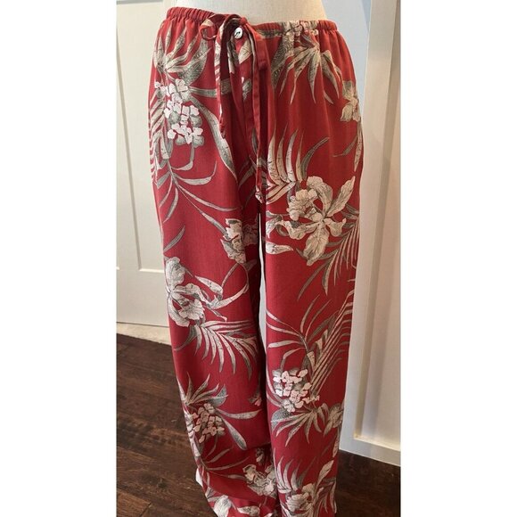 Tommy Bahama Women's Med Beach Floral Relax Palms Drawstring 100% Silk Pants - Picture 7 of 8